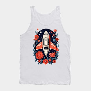 Floral Space Ship by Akbaly Tank Top